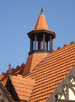 The ventilation towers have been replaced with replicas of the original towers.